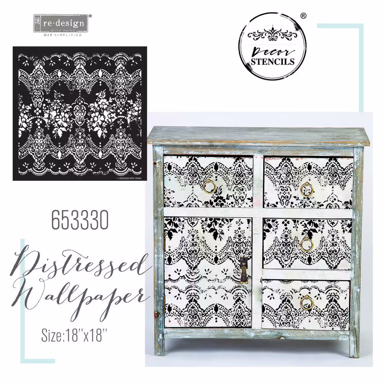 Re Design Schablon - Distressed Wallpaper
