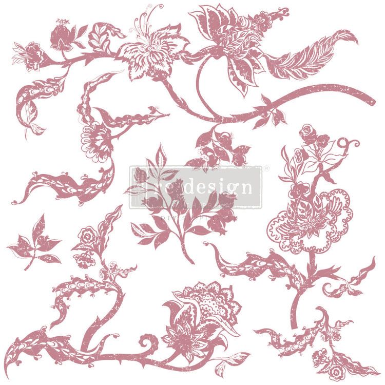 Re Design Dekorstämpel -  Distressed Floral Prints
