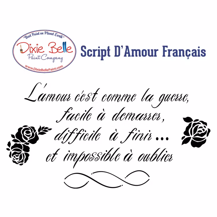 SHCABLON - Belles and Whistles Stencils - SCRIPT DAMOUR FRANCAIS