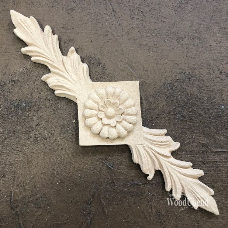 WoodUbend® 2112.1 Flower on Square Pediment - ca 17x5cm