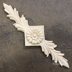 WoodUbend® 2112.1 Flower on Square Pediment - ca 17x5cm
