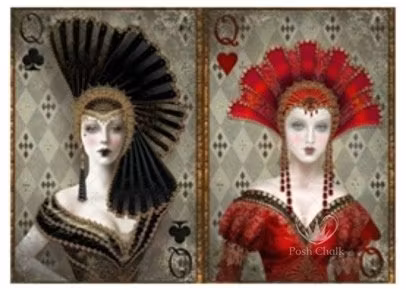 A3 Posh Chalk PAIR OF QUEENS - Deluxe Decoupagepapper