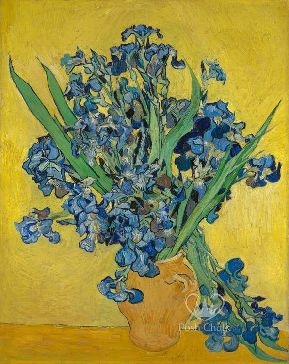Posh Chalk IRISES IN GOLD - A3 Deluxe Decoupage Paper