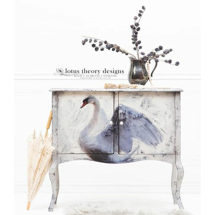 MINT Decoupage Paper WHITE SWAN - Photo Credit: @lotustheorydesigns