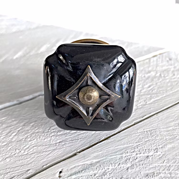 Möbelknopp -  Square Star Black