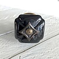 Möbelknopp -  Square Star Black