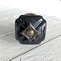 Möbelknopp -  Square Star Black