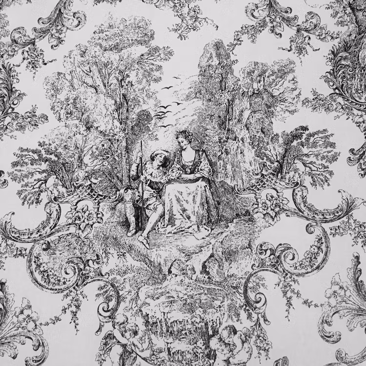 Boel & Jan Textil Metervara - Toile Offwhite/Svart