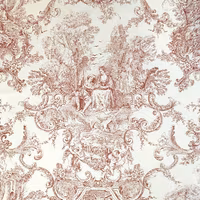 Boel & Jan Textil Metervara - TOILE (off white / röd)