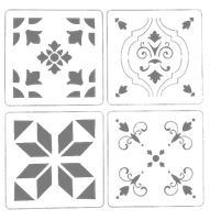 Autentico Schablon - French Tiles Set 4 á ca 12x12cm