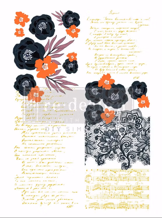 TRANSFER - Re Design Décor Transfers - CECE Fleur Noir