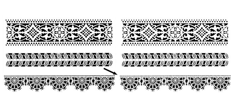 SCHABLONER - Posh Chalk Premium Stencils - Lace Border - Mönsterpass
