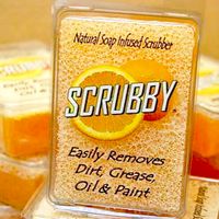 Scrubby Soap - Hand & Penseltvål med skrubbsvamp - ORANGE