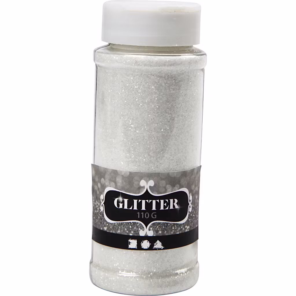 Glitter i ströburk 110g - Vitt