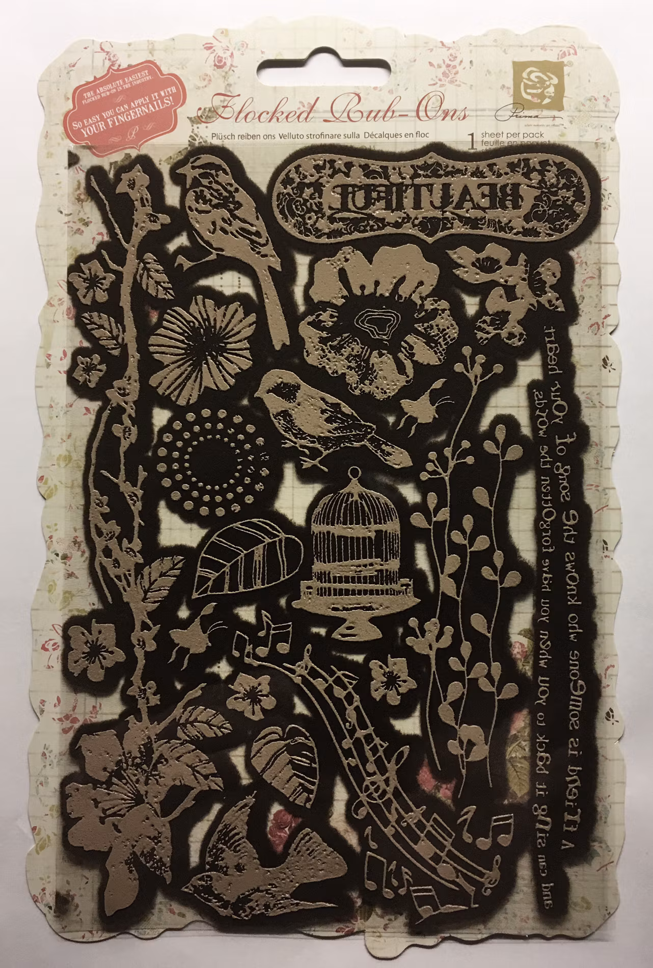 Prima -  Mini Flocked Rub Ons - Melody ca 12x18cm