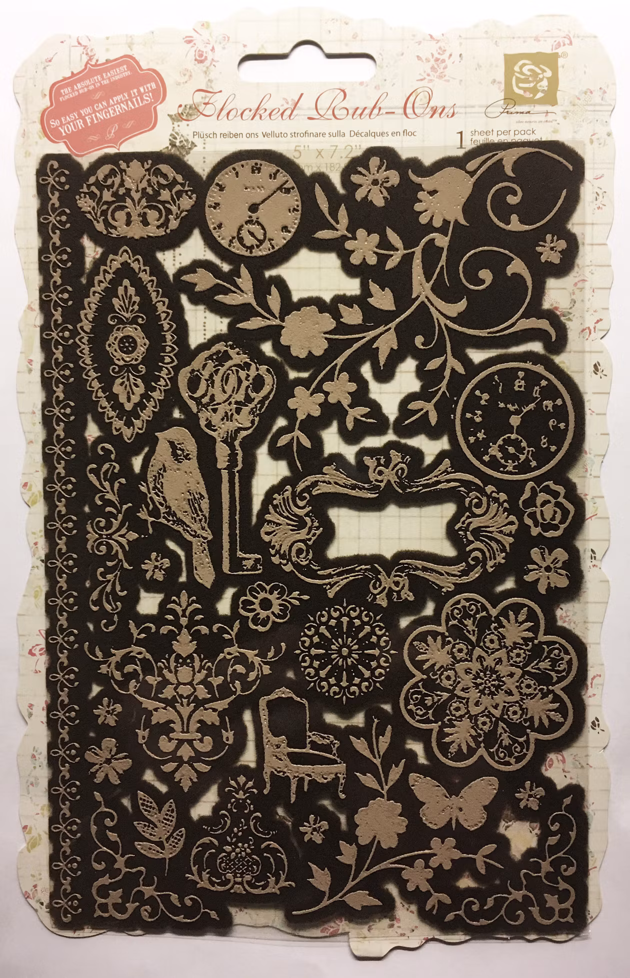 Prima -  Mini Flocked Rub Ons - Reflections ca 12x18cm