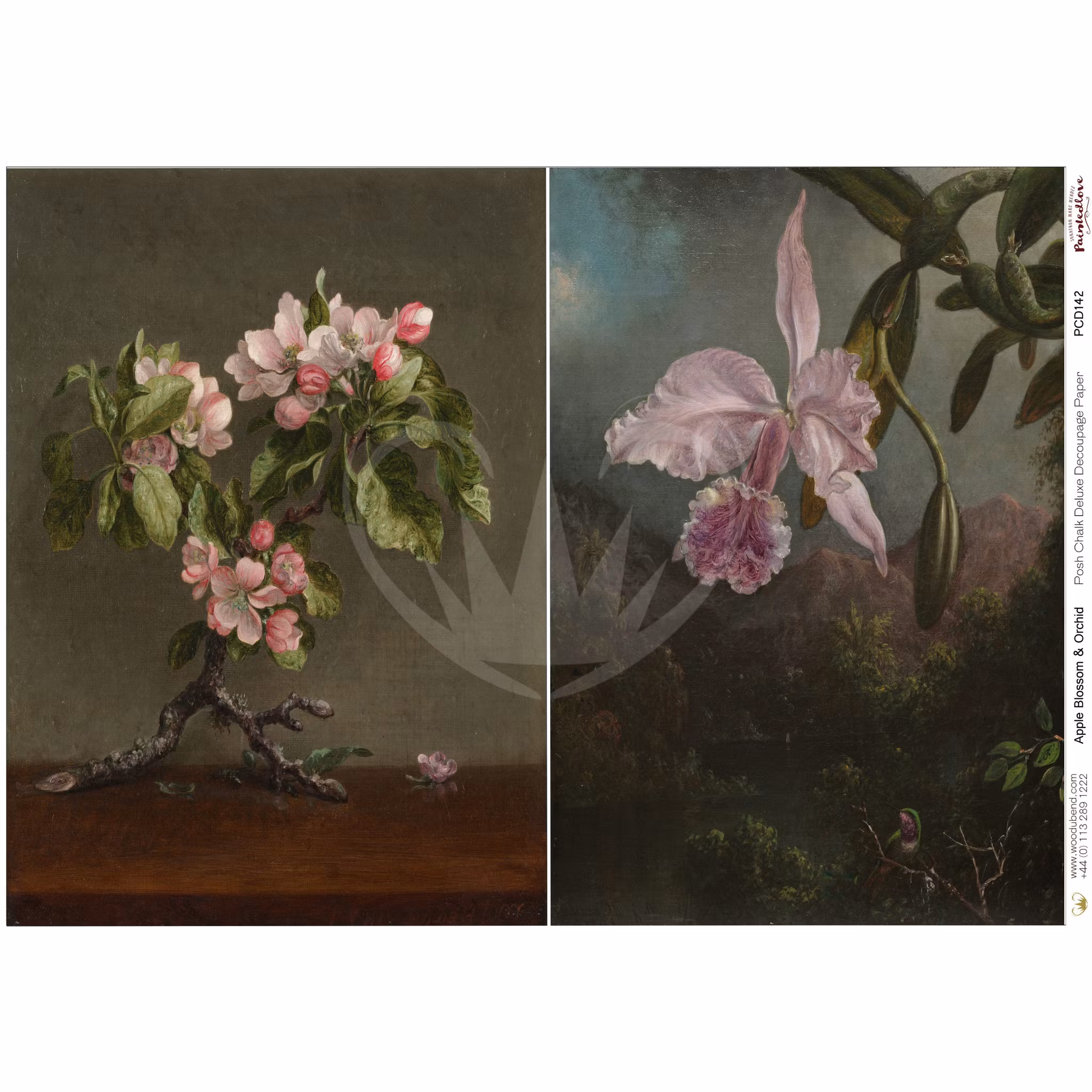 Decoupagepapper -  Posh Chalk A1 Deluxe Decoupage Paper -  Apple Blossom Orchid