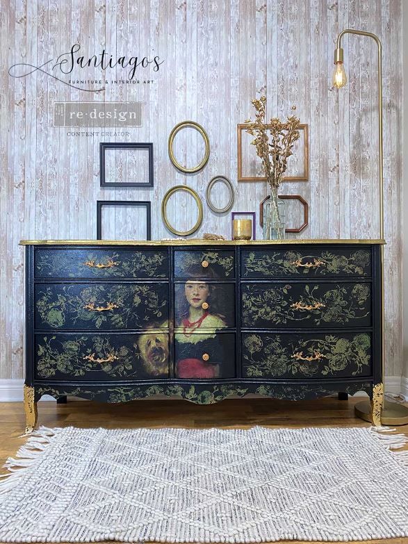 DECOUPAGE - Re Design - A1 Tissue Paper - A girl and her pup -  Photo credit:  @santiagosfurnitureinteriorart