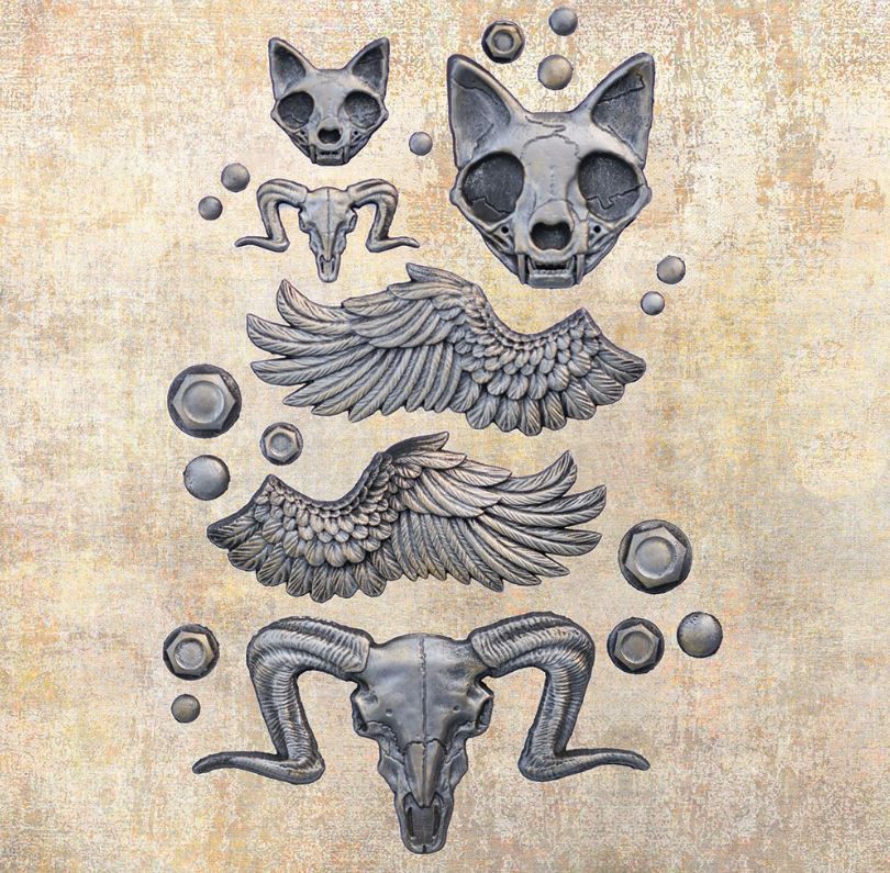 SILIKONFORM - Finnabair - Imaginarum Mould - Steampunk - Mixed Media - Amun and Bast