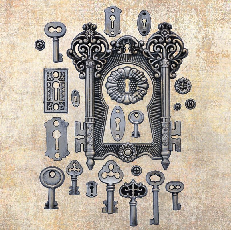 SILIKONFORM - Finnabair - Imaginarum Mould - Steampunk - Mixed Media - Locks and Keys