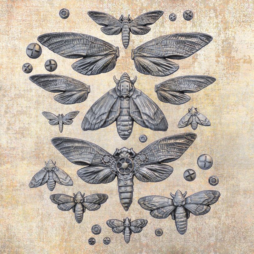 SILIKONFORM - Finnabair - Imaginarum Mould - Steampunk - Mixed Media - Nocturnal Insects