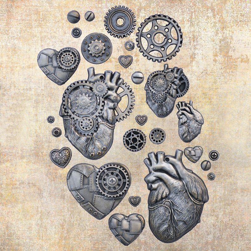 SILIKONFORM - Finnabair - Imaginarum Mould - Steampunk - Mixed Media - Steampunk Hearts