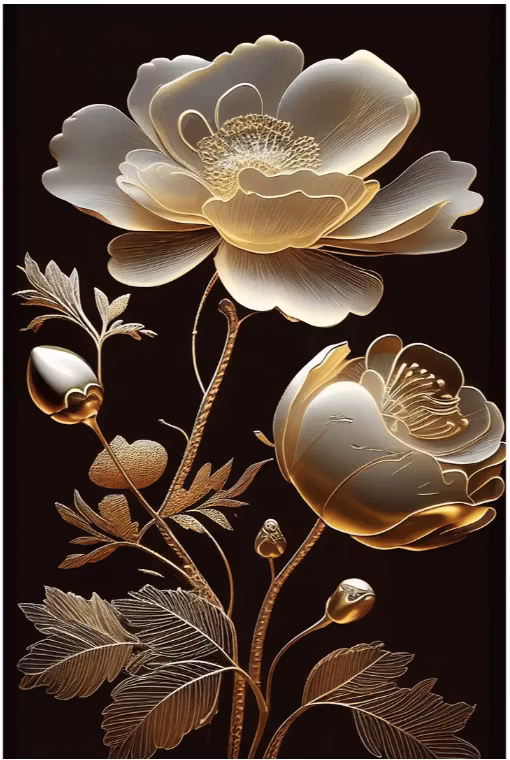 DECOUPAGE - MINT - A3 Decoupagepapper - GOLDEN BLOOM 1