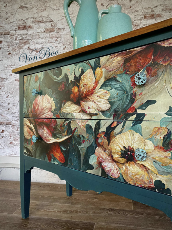 DECOUPAGE - MINT - Decoupagepapper  - WAVE OF FLORALS