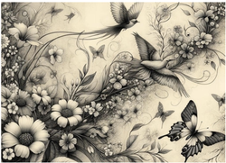 MINT - A3 Decoupagepapper (ca 30x42cm) - BOTANICAL In Black & White