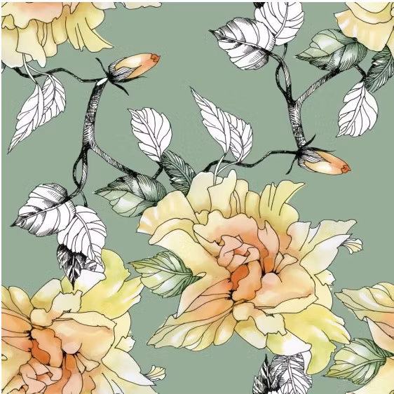 DECOUPAGE - Mint - Tissue Decoupagepapper - PASTEL FLORALS