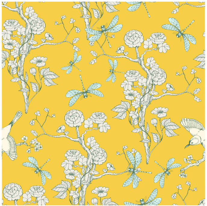 DECOUPAGE - Mint - Tissue Decoupagepapper - YELLOW CHINOISERIE