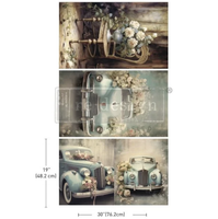 Re Design Tissue Paper PACK - Retro Rose Ride- 3st Ark á 48x76cm