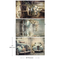 Re Design Tissue Paper PACK - Retro Rose Ride- 3st Ark á 48x76cm