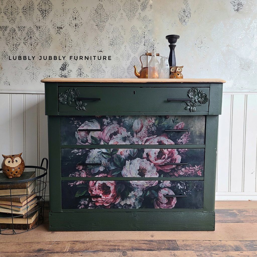 DECOPUPAGEPAPPER - A1 Decoupage Fiber Paper - Mossy Rose Delight