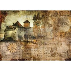 Re Design - A1 Rice Paper (Mulberry Tissue) - Hilltop Castle ca 59x84cm