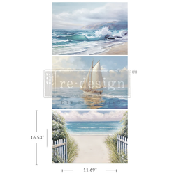 Re Design - A3 Decoupage Fiber Paper - Seascape Melody 3-Pack á 30x42cm/st