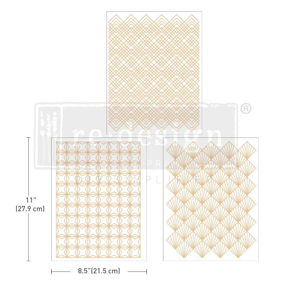 TRANSFERMOTIV - Re Design Décor Transfers - Golden Art Deco - A4 (3-pack)