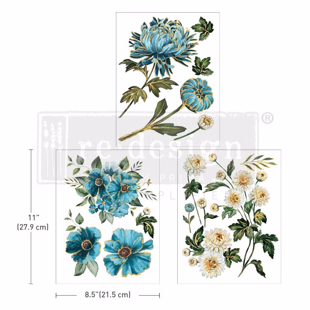 TRANSFERMOTIV - Re Design Décor Transfers - Gilded Floral - A4 (3-pack)