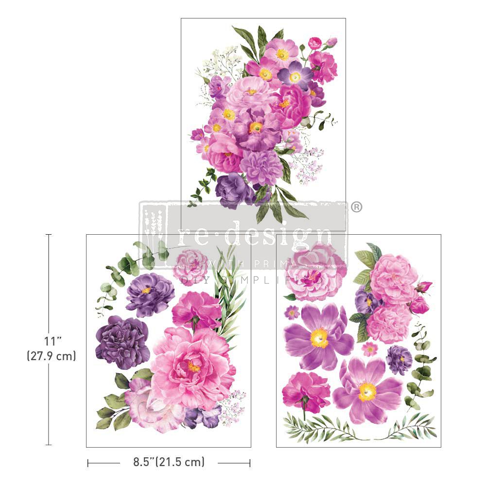 TRANSFERMOTIV - Re Design Décor Transfer - Purple Blossom (3-pack)