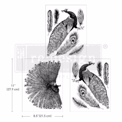 Re Design Décor Transfers®- Regal Peacock - A4 (3-pack)