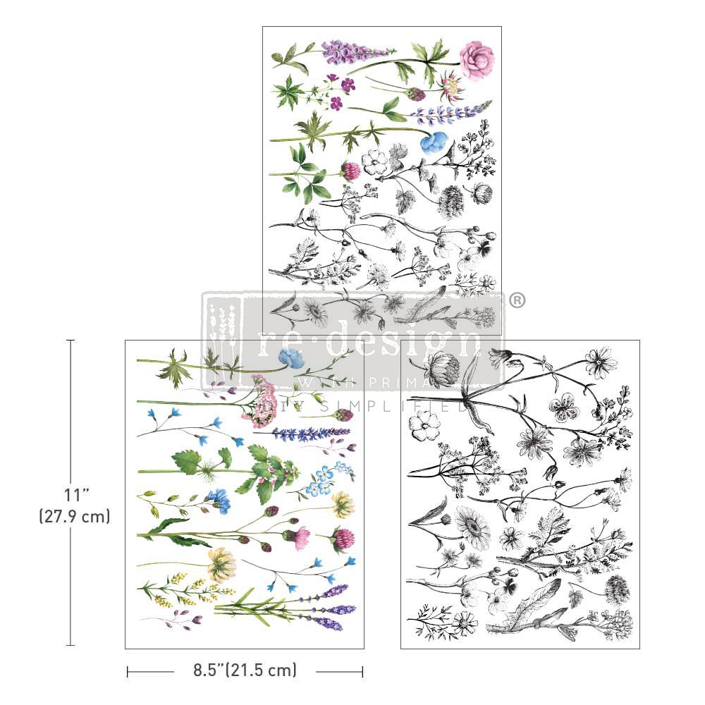 TRANSFERMOTIV - Re Design Décor Transfers - Tiny Flowers (3-pack)