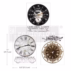 Re Design Décor Transfers®- Vintage Clocks - A4 (3-pack)