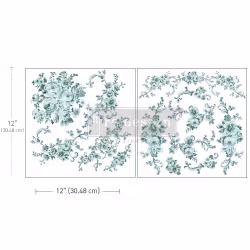 Re Design Décor MAXI Transfers®- Minty Roses - ca 30x30cm (2-pack)