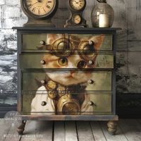 Re Design - A1 Decoupage Fiber Paper - Clockwork Kitty 59x84cm