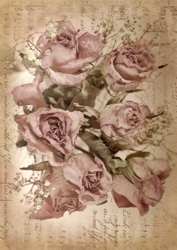 DECOUPAGEPAPPER - Belles & Wistles - A1 Rice Papers - Blushing Roses