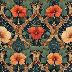 MINT - A1 Decoupagepapper (ca 59x84cm) - STAINED GLASS BLOOMS
