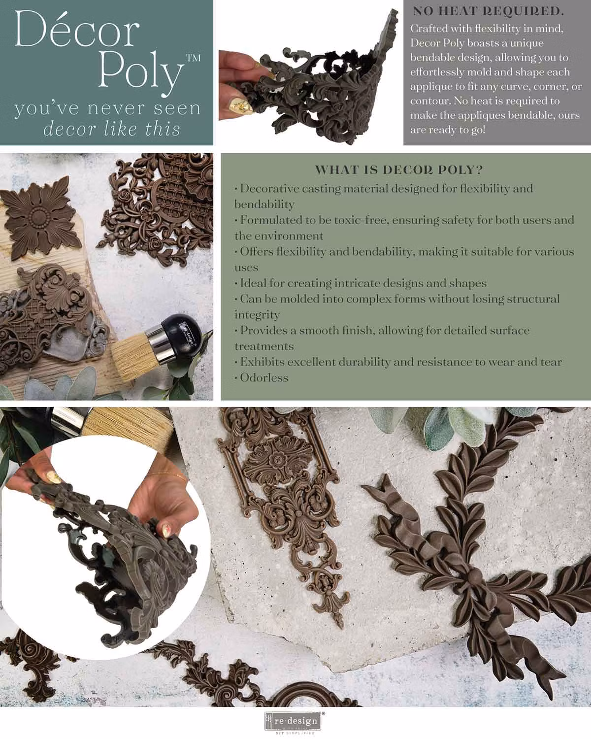 ReDesign - Décor Poly - Flexibelt Ornament ca 25x20cn - DELICATE MOTIF