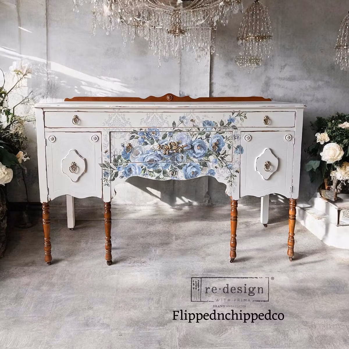 Re Design Décor Transfer Azure Blossom - Mått: ca 61x89cm
