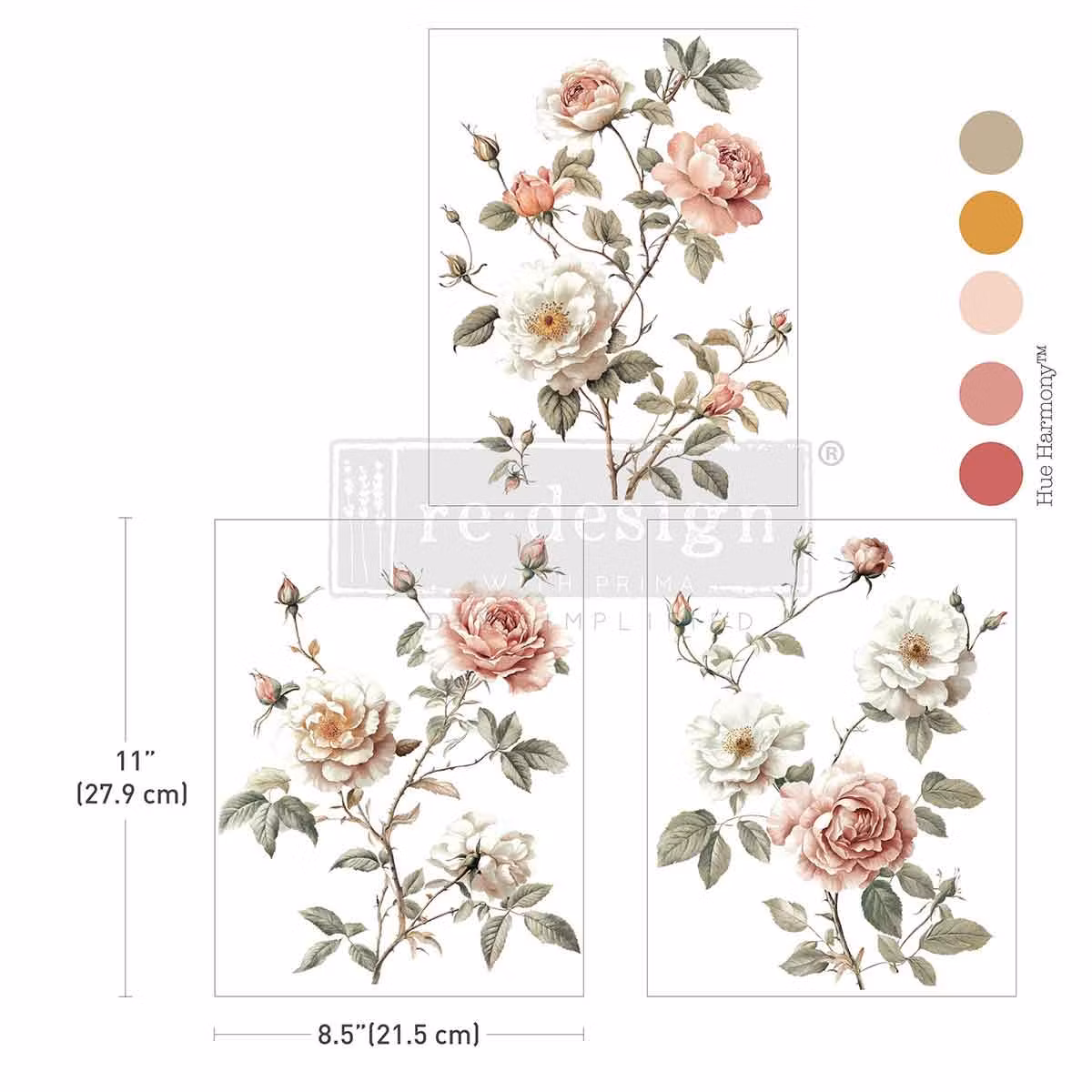 TRANSFERMOTIV - Re Design Décor Transfer - Creamy Blush Blooms