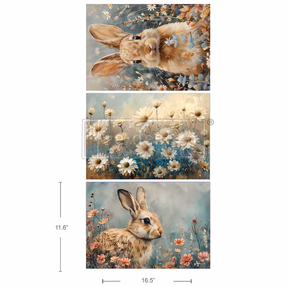 DECOUPAGE - Re Design - A3 Decoupagepapper - Garden Bunny Tales